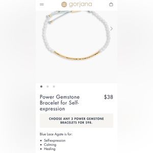 Gorjana Power Gemstone Bracelet in Blue Lace Agate with Gold. Adjustable.